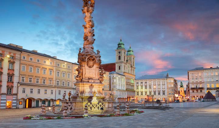 Linz, Austria. Holy Trinity column on the Main Square (Hauptplatz)