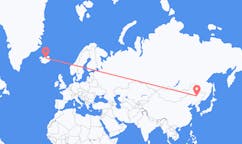 Voli dalla città di Harbin, la Cina alla città di Akureyri, l'Islanda