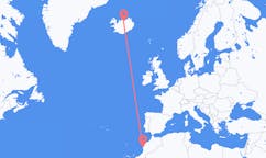 航班从摩洛哥索维拉市到阿克雷里市，冰岛塞尔
