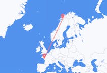Loty z Narwik, Norwegia do Nantes, Francja