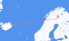 Vols de la ville de Kittil?, Finlande vers la ville d'Egilssta?ir, Islande