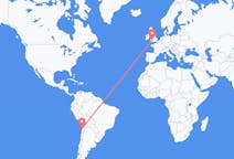 Flyreiser fra Antofagasta, Chile til Cardiff, Wales