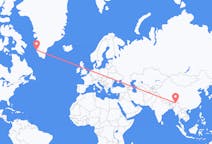 인도 디브루가르에서 출발해 그린란드 누크까지(으)로 가는 항공편