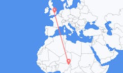 Flyreiser fra Maiduguri, til London