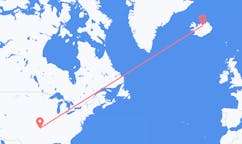 航班从美国塔尔萨市到阿克雷里市，冰岛塞尔