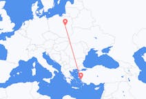 Flyreiser fra Samos, Hellas til Warszawa, Polen