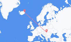 航班从匈牙利德布勒森市到Egilssta?ir市，冰岛塞尔