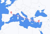 Flyg från Gazipaşa, Turkiet till Toulouse, Frankrike