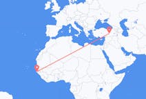 Flyrejser fra Ziguinchor, Senegal til Elazig, Tyrkiet