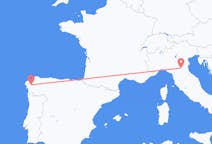 Flyg från Santiago de Compostela (regionhuvudort), Spanien till Bologna, Italien