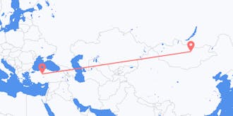 Flyreiser fra Mongolia til Tyrkia