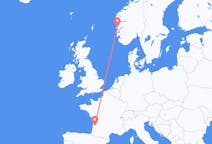 Flyg från Bordeaux, Frankrike till Bergen, Norge