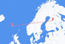 フィンランドのカヤーニから、フェロー諸島のソルヴァーグルまでのフライト