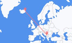 航班从塞尔维亚克拉列沃市到埃伊尔斯塔济市，冰岛塞尔