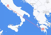 イタリアのローマからから、ギリシャのカラマタまでのフライト