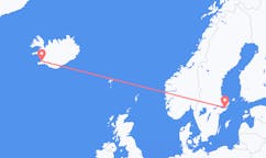 航班从冰岛雷克雅维克市到斯德哥尔摩市，瑞典塞尔