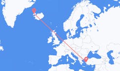Vluchten van Izmir, Turkije naar Ísafjörður, IJsland