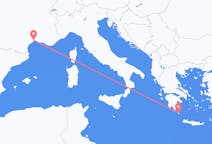Vluchten van Kythira, Griekenland naar Montpellier, Frankrijk