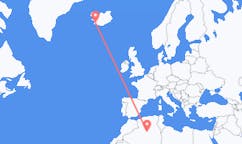 Fly fra byen El Goléa, Algeriet til byen Reykjavik, Island