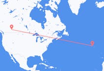 Vluchten van Calgary, Canada naar Terceira, Portugal