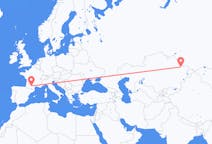 Flyreiser fra Semej, Kasakhstan til Toulouse, Frankrike