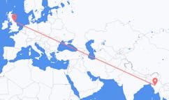 Fly fra Bagan til Durham, England