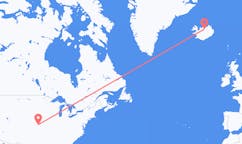 航班从美国萨利纳市到阿克雷里市，冰岛塞尔