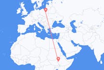 Flyreiser fra Gambela, Ethiop, Etiopia til Warszawa, Polen