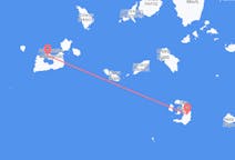 Fly fra Plaka, Milos til Santorini