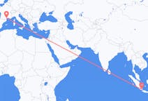 Flyreiser fra Bandar Lampung, Indonesia til Aspiran, Frankrike