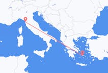 Vluchten van Pisa, Italië naar Paros, Griekenland