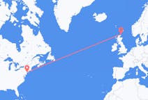 Flyreiser fra New York, USA til Kirkwall, Skottland