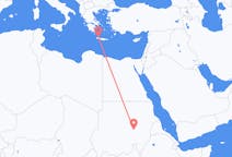 Vluchten van Khartoem, Soedan naar Chania, Griekenland