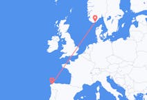 Flights from A Coruña, Spain to Kristiansand, Norway