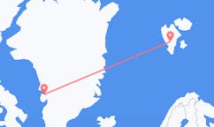 Vluchten van Qaarsut, Groenland naar Spitsbergen, Spitsbergen en Jan Mayen