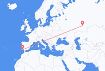 Vluchten van Oefa, Rusland naar Faro, Napoli, Portugal