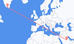 Flyreiser fra Riyadh, Saudi-Arabia til Narsaq, Grønland