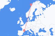 出发地 挪威从博德目的地 西班牙巴塞罗那的航班