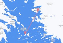Vluchten van Mytilini, Griekenland naar Paros, Griekenland