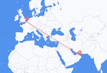 Vluchten van Muscat, Oman naar Rijsel, Frankrijk