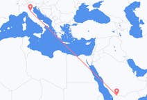 Flyreiser fra Najran, Saudi-Arabia til Bologna, Italia