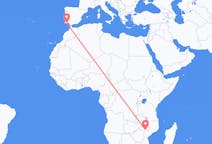 Vluchten van Tete, Mozambique naar Faro, Napoli, Portugal