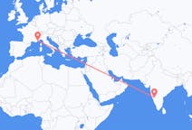 Flyrejser fra Hubli-Dharwad, Indien til Nice, Frankrig