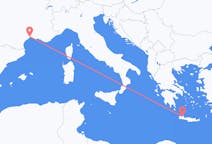Vluchten van Chania, Griekenland naar Montpellier, Frankrijk