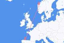 Flyreiser fra Sandane, Norge til Santiago del Monte, Spania
