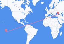 Flyreiser fra Manihi, Fransk Polynesia til Samsun, Tyrkia