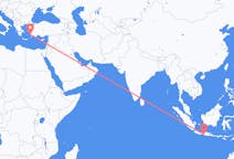 出发地 印度尼西亚从 日惹目的地 土耳其哈利卡那索斯的航班