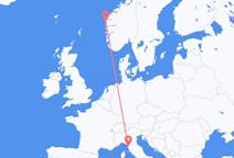 Vluchten van Florø, Noorwegen naar Pisa, Italië