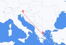 スロベニアのリュブリャナから、ギリシャのヴォロスまでのフライト
