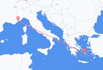 フランスのニースからから、ギリシャのナクソス島までのフライト